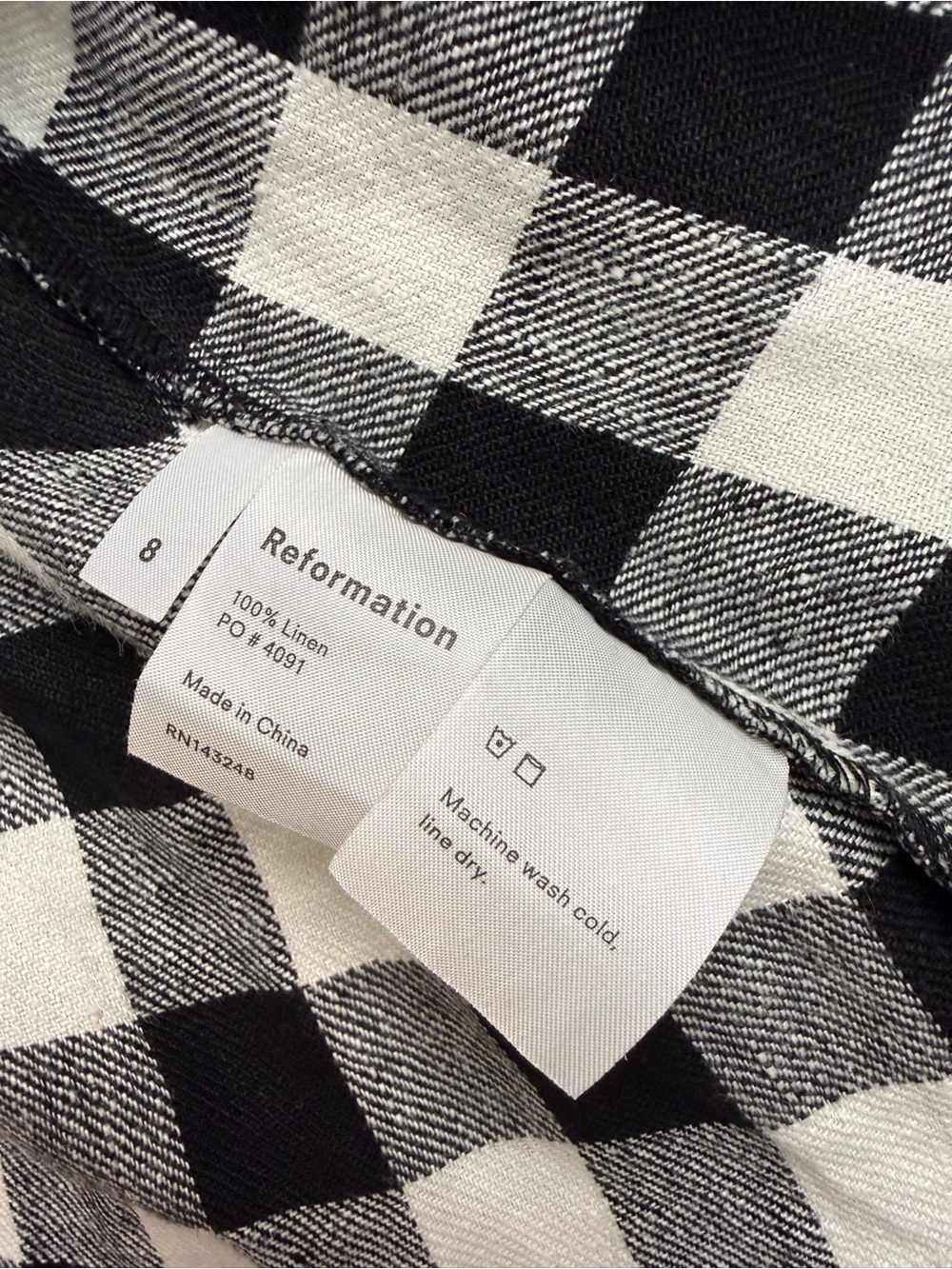 Reformation Midi Plaid Hattie Linen Dress Size 8 - Picture 5 of 9